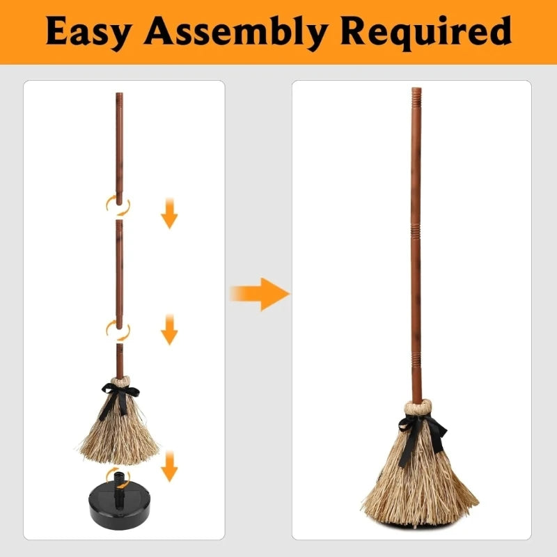 Animated Witch Broom – Moving Light Up Halloween Decoration
