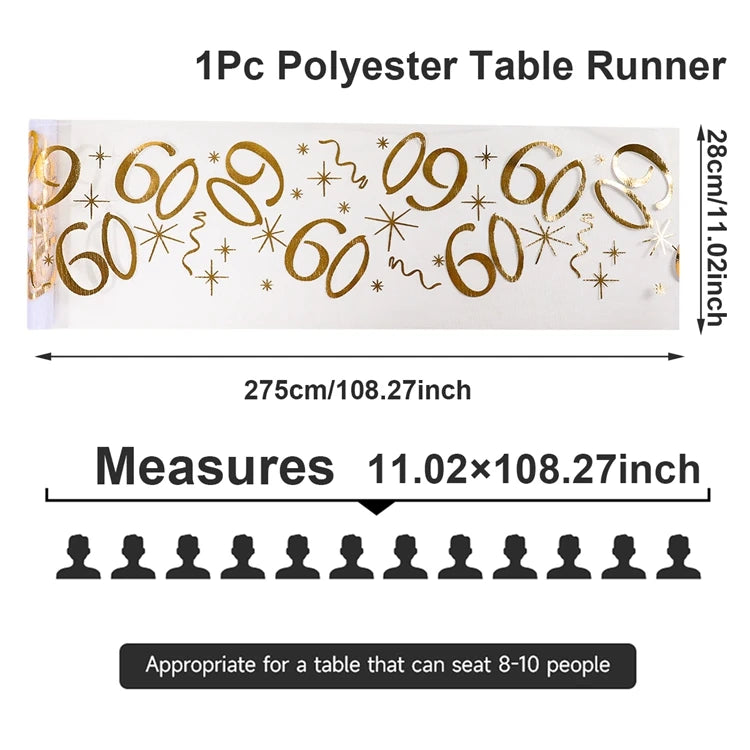 Birthday Table Runner – Gold, Silver & Black - candletown.net