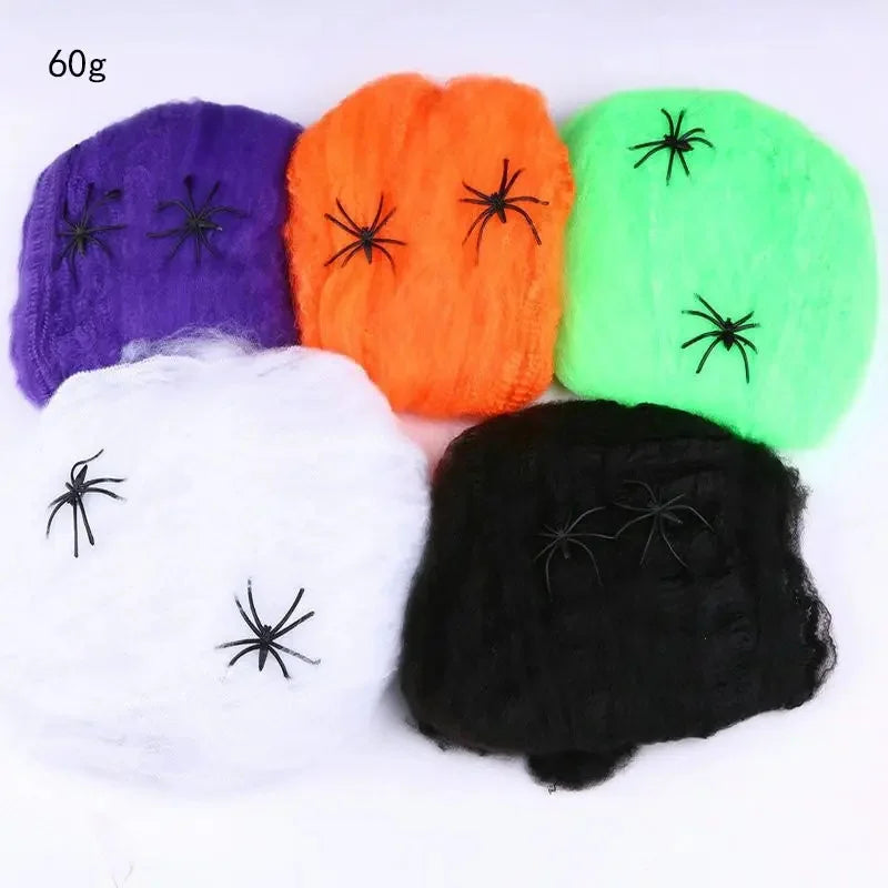 Halloween Spider Web with Spiders – Haunted House Decoration Set