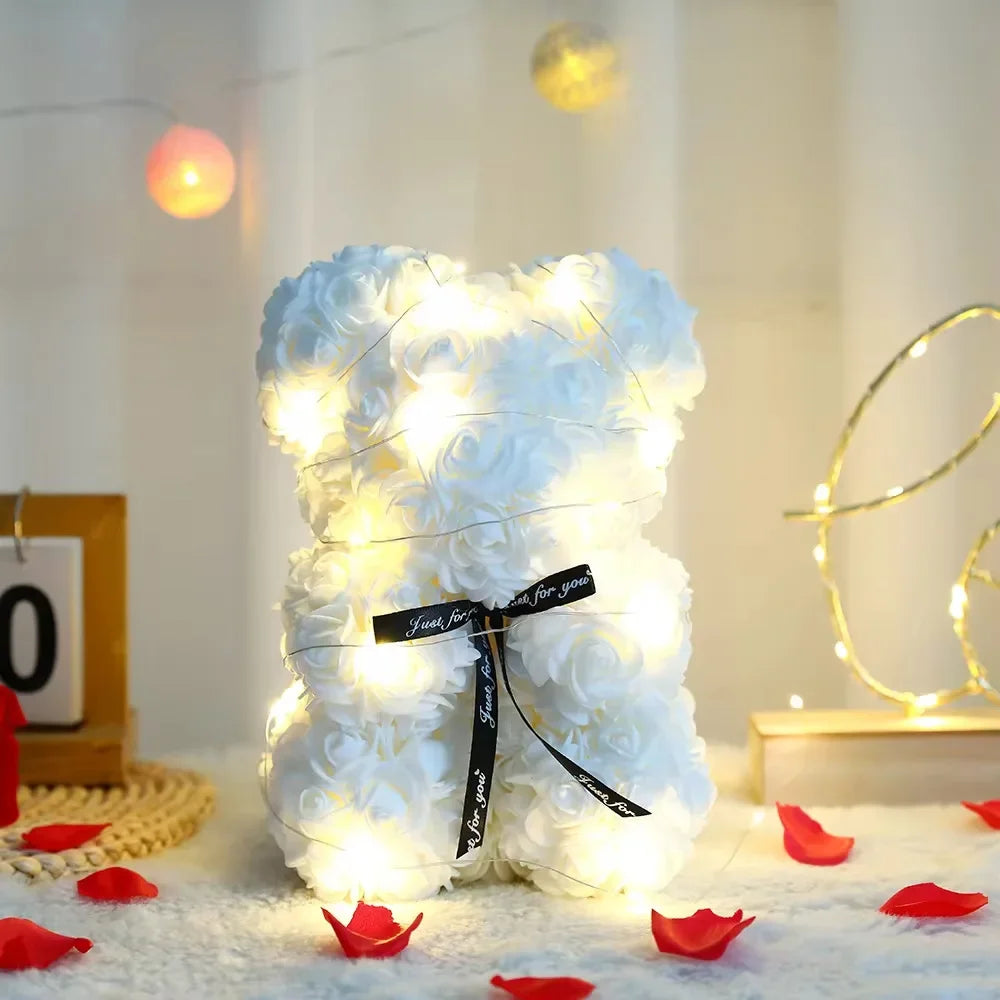 Artificial Teddy Rose Flower Bear