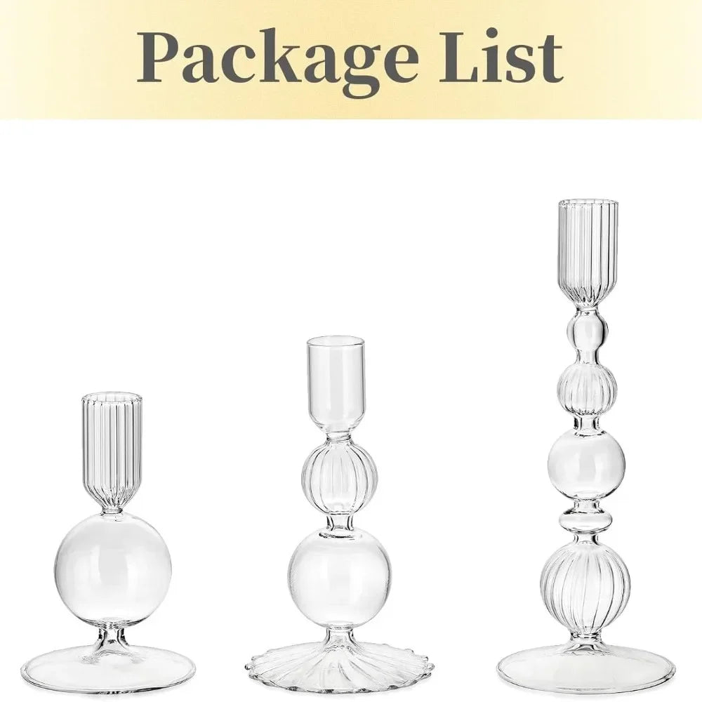 Lasinen kynttilänjalka-setti (3 kpl)