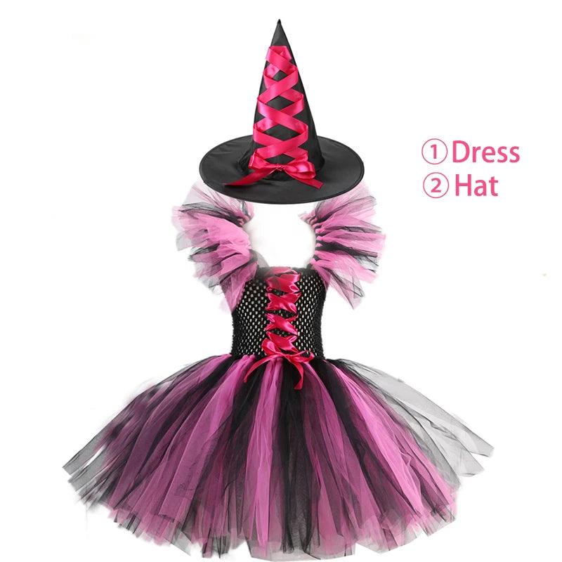 Kids Witch Costume – Hat, Broom & Accessory Options (Multicolor)