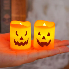 6 kpl LED-kurpitsakynttilöitä – Turvallinen Halloween-valo