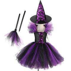 Kids Witch Costume – Hat, Broom & Accessory Options (Multicolor)