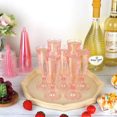 Disposable Champagne Glasses with Gold Rim