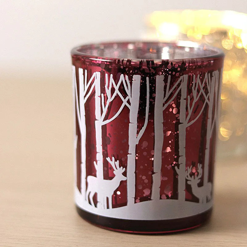 Metallic Twig Tree Glass Candle Holder