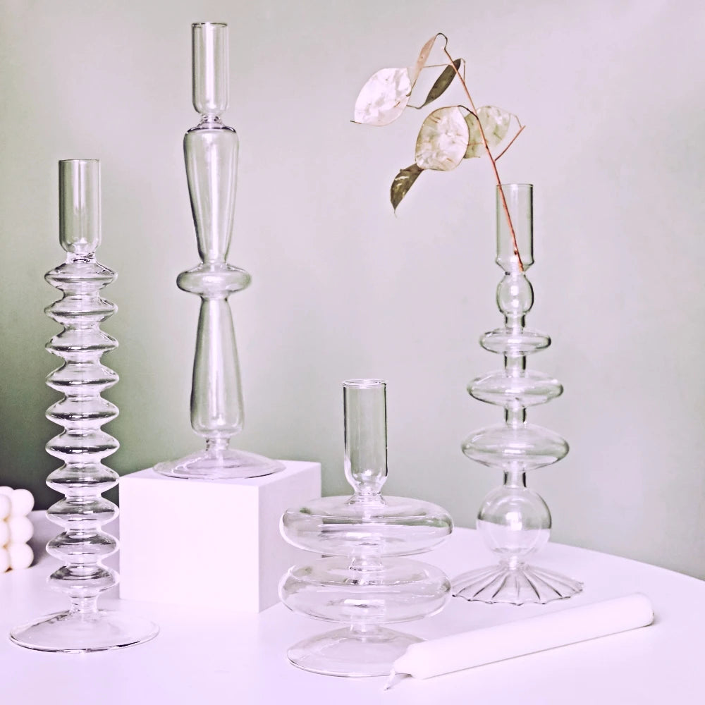 Modern Glass Candle Holder – Nordic Clear Design