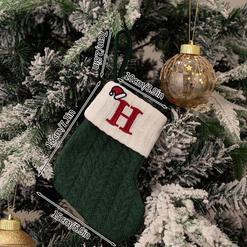 Christmas Knitted Stocking with Letter Design