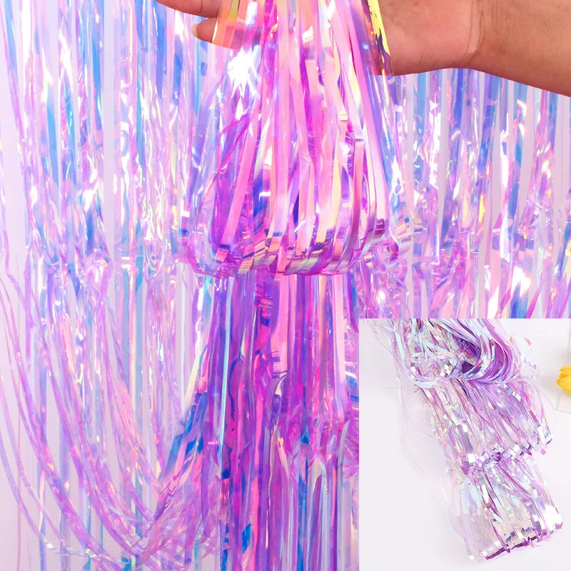 Rainbow Foil Fringe Tinsel Curtain – 2 m Party Backdrop