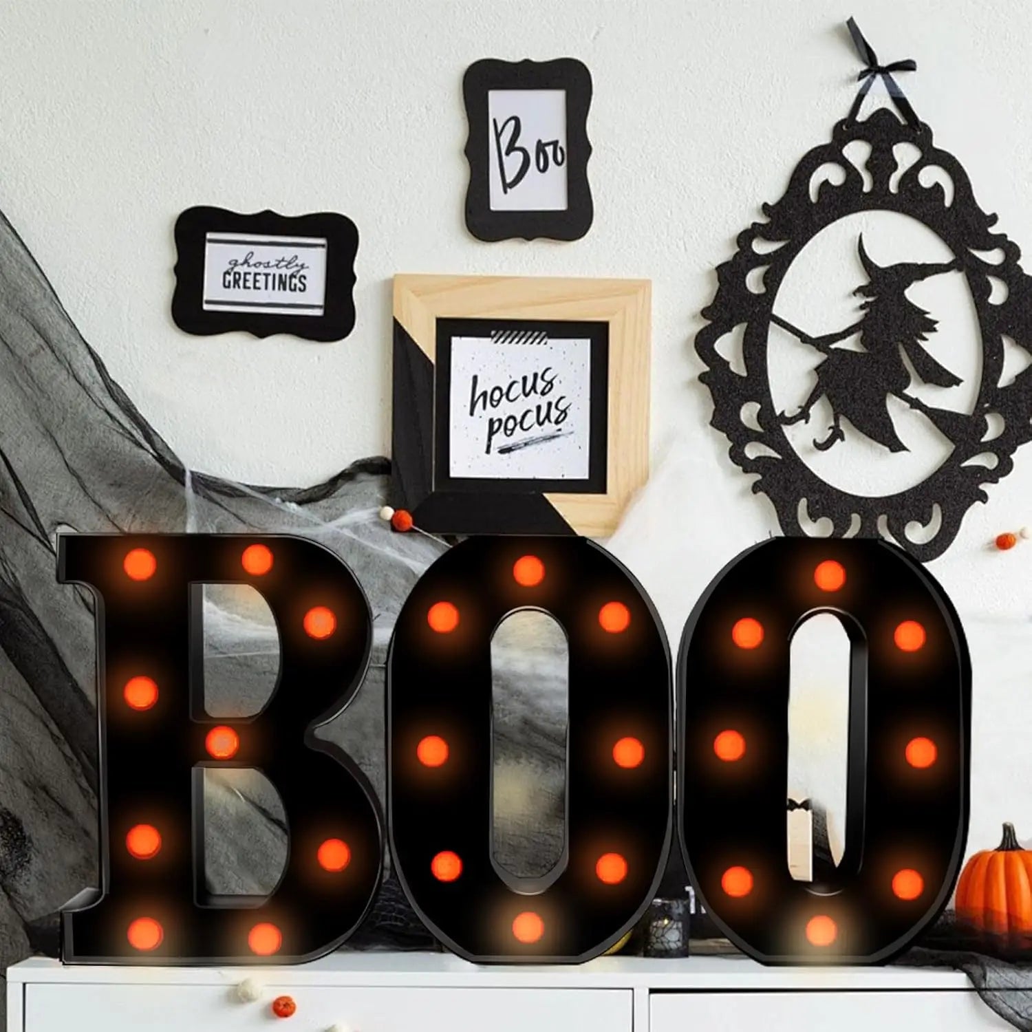 BOO LED Halloween Letter Lights – Indoor Marquee Decor