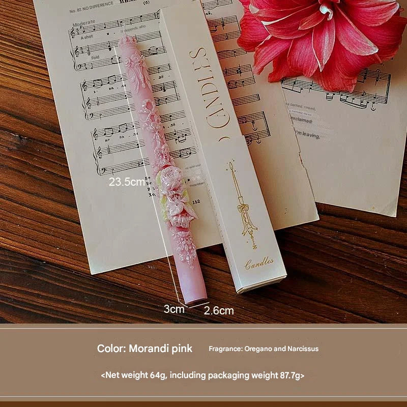Embossed Long Taper Candle – Handcrafted Decorative Elegance