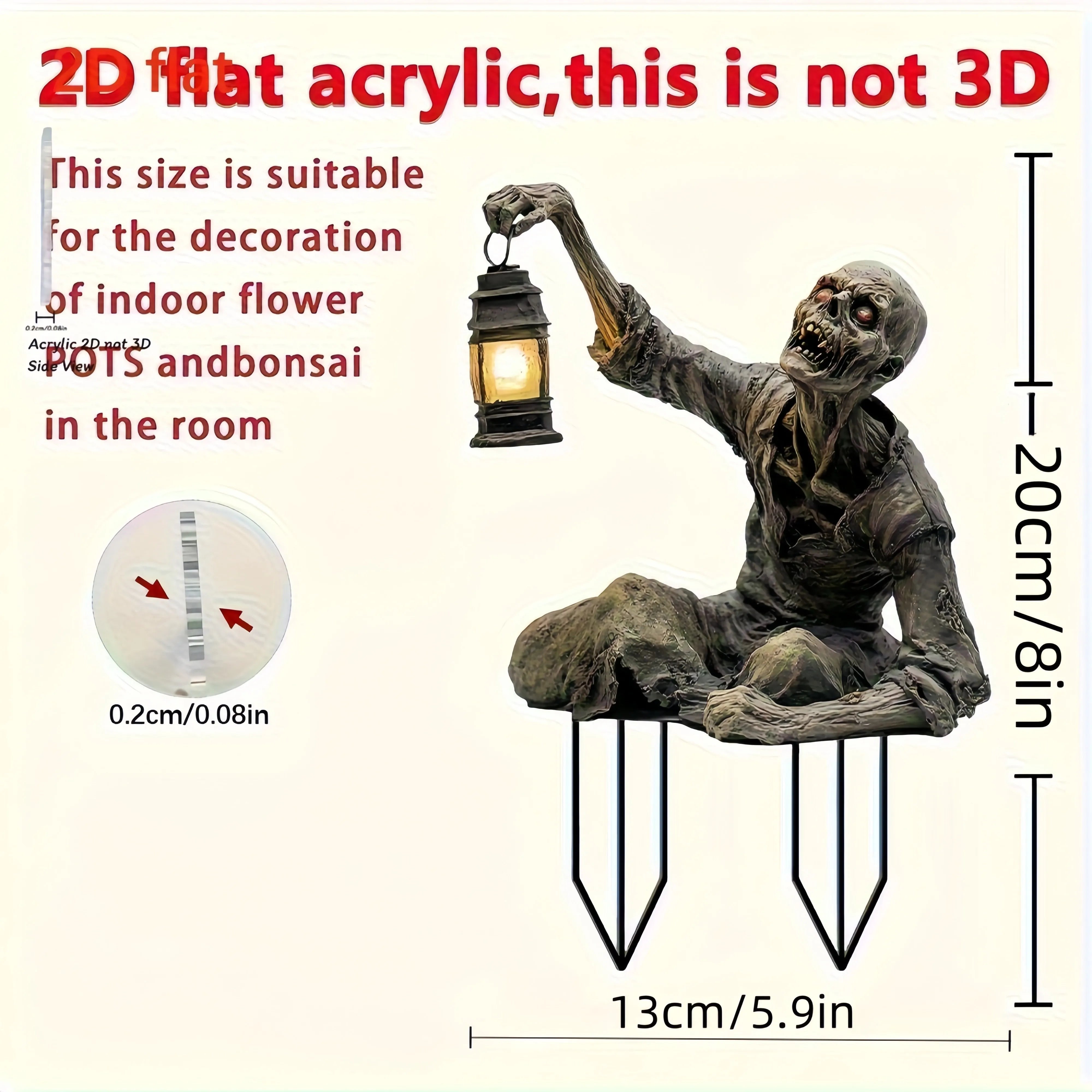 Halloween Zombie Lantern Ground Ornament – Acrylic Spooky Yard Decoration