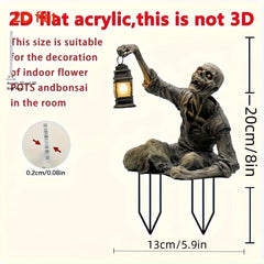 Halloween Zombie Lantern Ground Ornament – Acrylic Spooky Yard Decoration