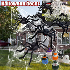 Halloween Spider Web with Spiders – Haunted House Decoration Set
