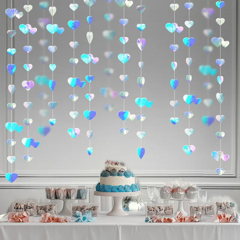 Red Glitter Heart Hanging Garland - candletown.net