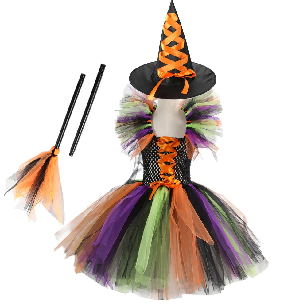 Kids Witch Costume – Hat, Broom & Accessory Options (Multicolor)