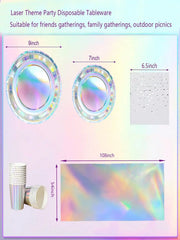 Rainbow Holographic Party Tableware Set