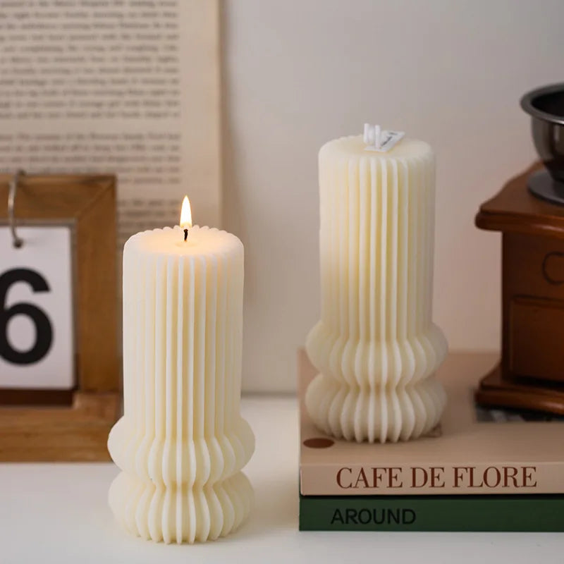 Geometric Pillar Candle – Sculpted Table Candle