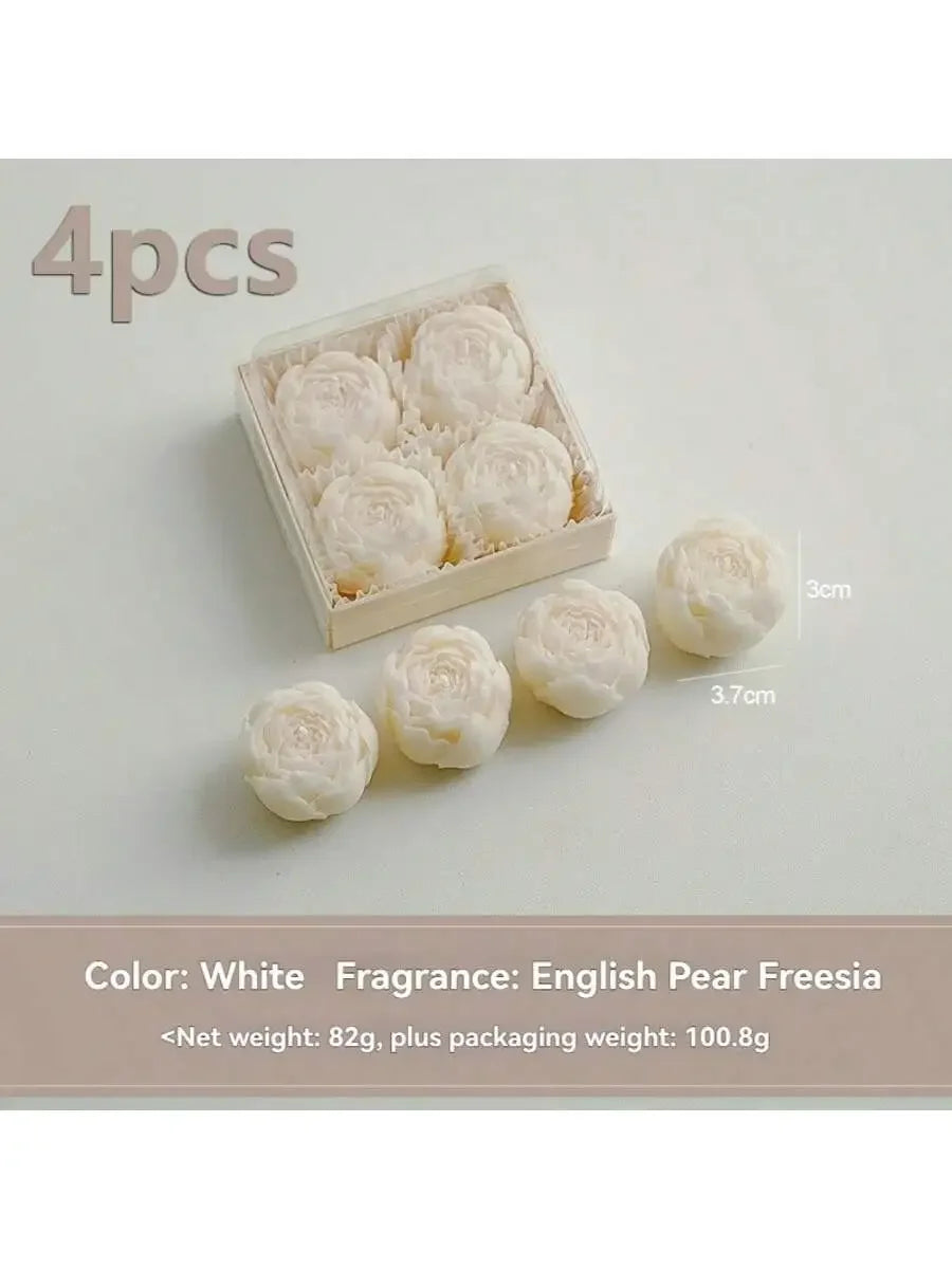 Rose Flower Shaped Soy Wax Candles – Set of 4