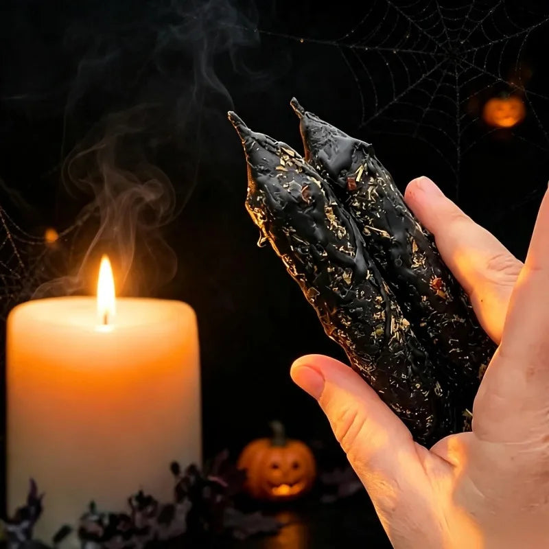 Black & Gold Drip Taper Candles – 6-Piece Gothic Candle Set - candletown.net