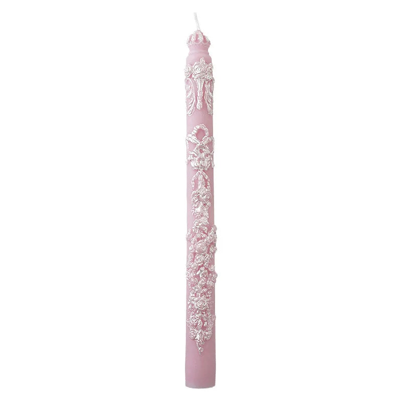 Embossed Long Taper Candle – Handcrafted Decorative Elegance - candletown.net
