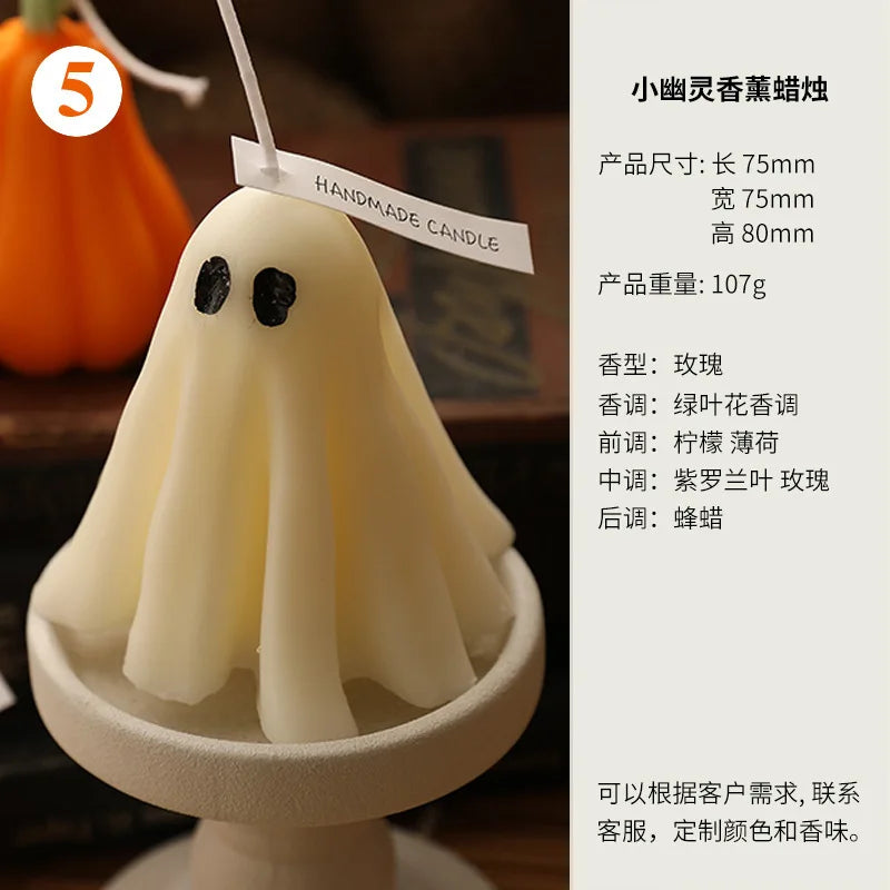 6-Piece Halloween Ghost Candle Set – Soy & Beeswax Aromatherapy