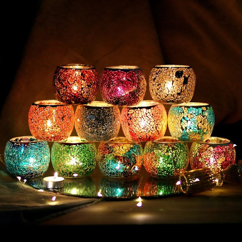 Moroccan Mosaic Glass Candlestick – Votive Candle Holder - candletown.net