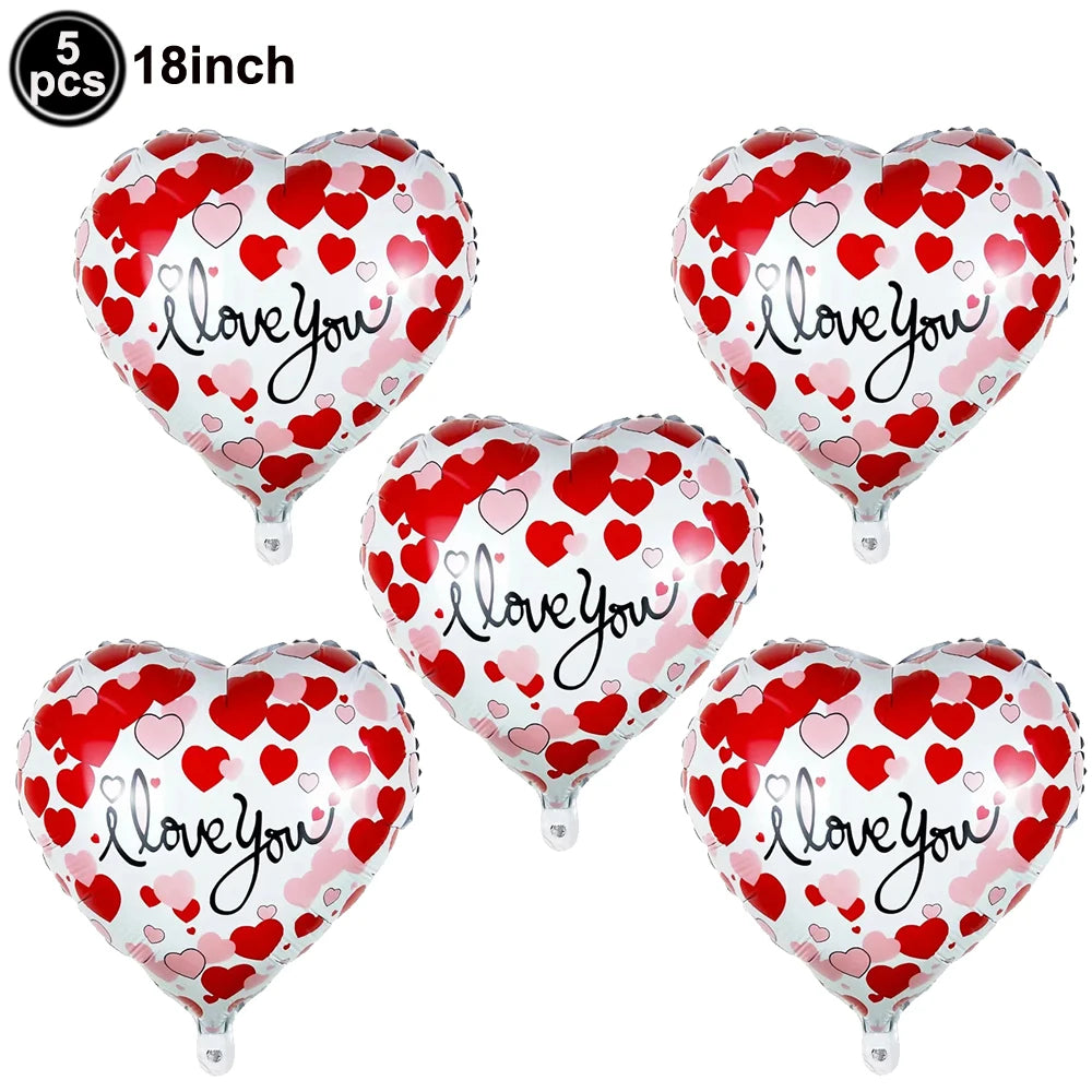 Heart Shaped Foil Balloons – 18 Inch (5 pcs) - candletown.net
