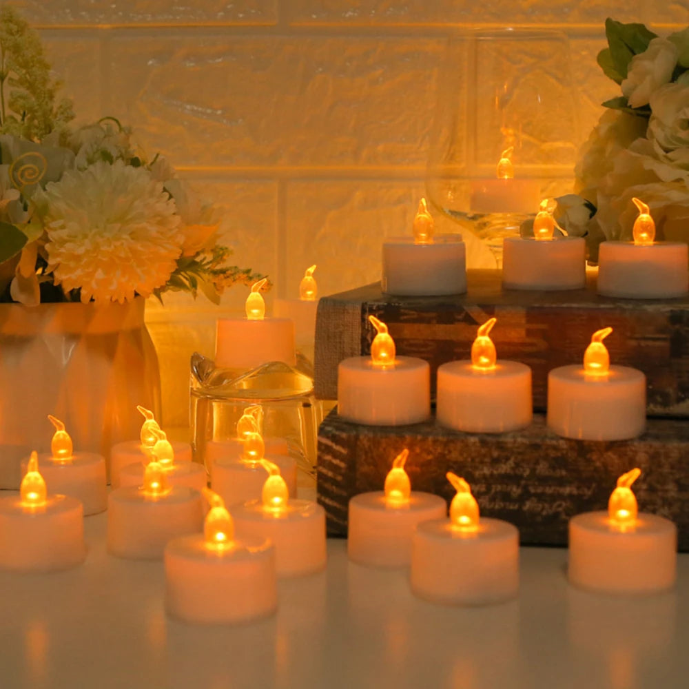 24-Pack Flickering LED Tea Light Candles – Remote & Flameless Decor