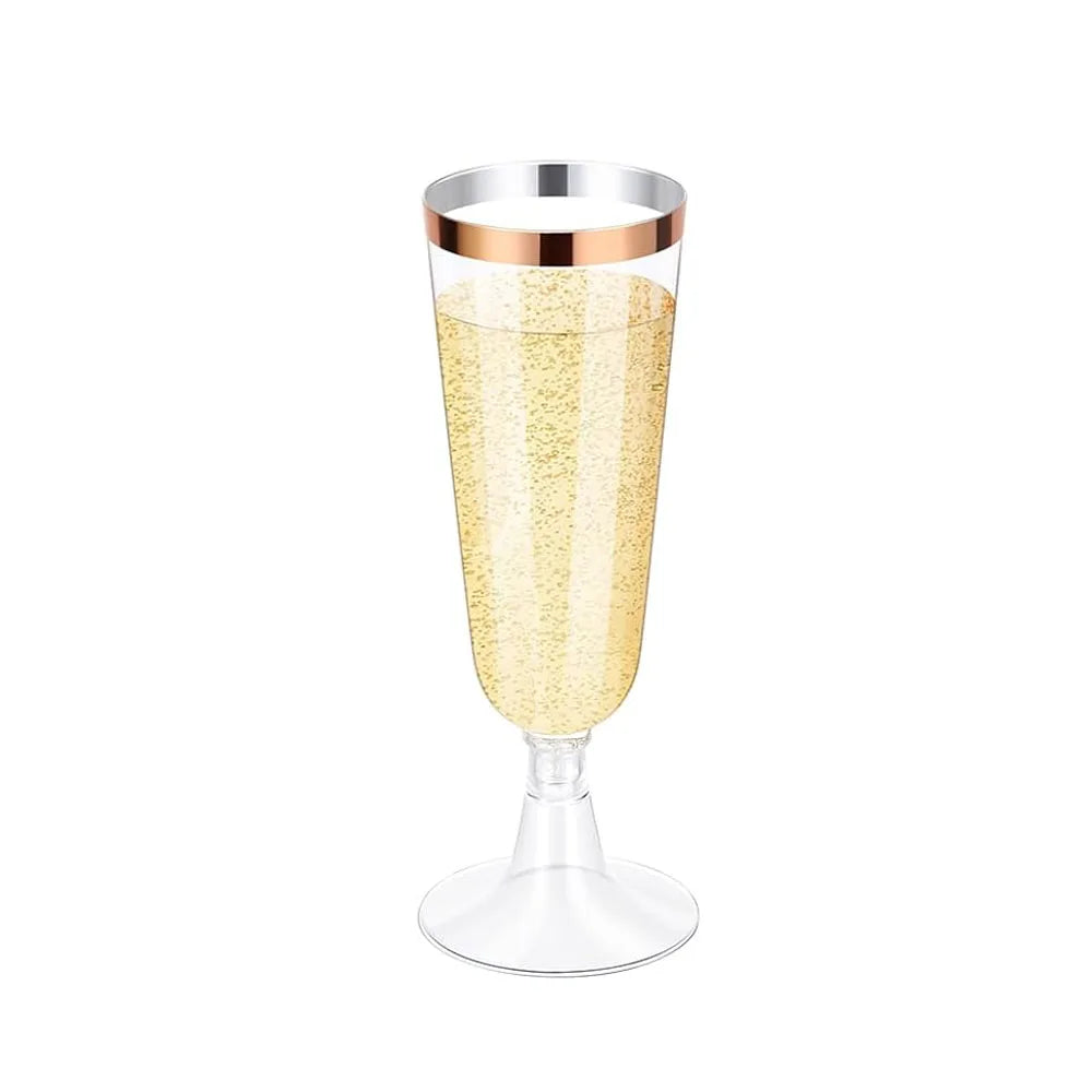 Disposable Champagne Glasses with Gold Rim