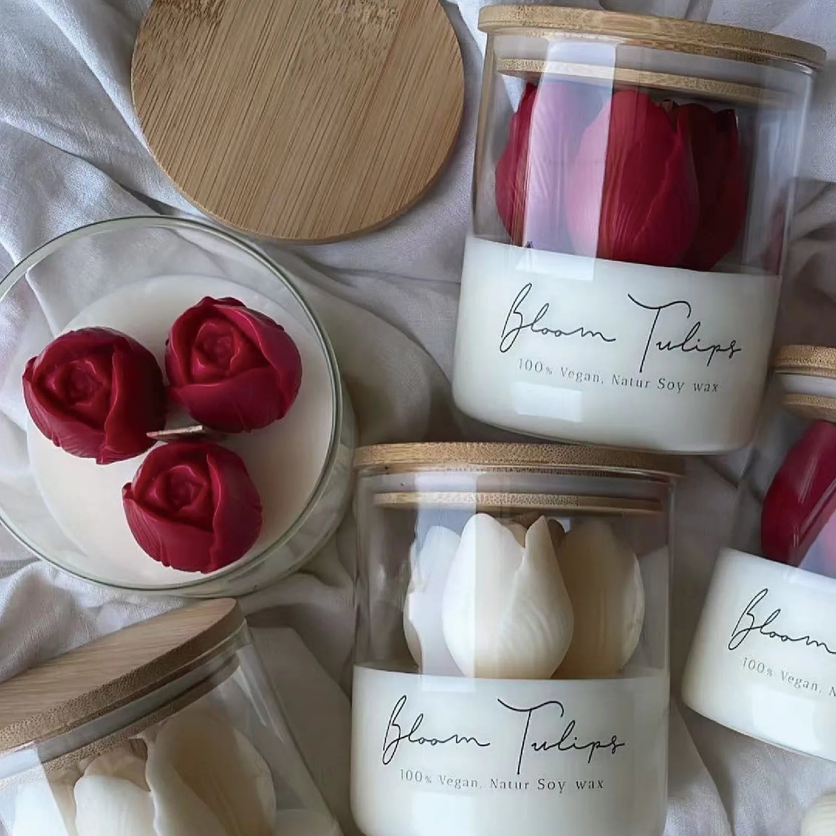 Tulip Aroma Soy Wax Candle in Glass - candletown.net