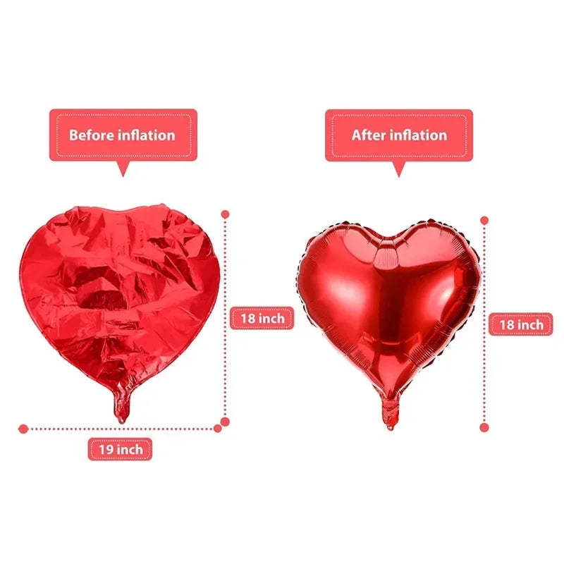 60-5PCS Red Heart Foil Balloons Inflatable Helium Balloon DIY Birthday Party Ornaments For Valentine's Day Wedding Party Gifts - candletown.net