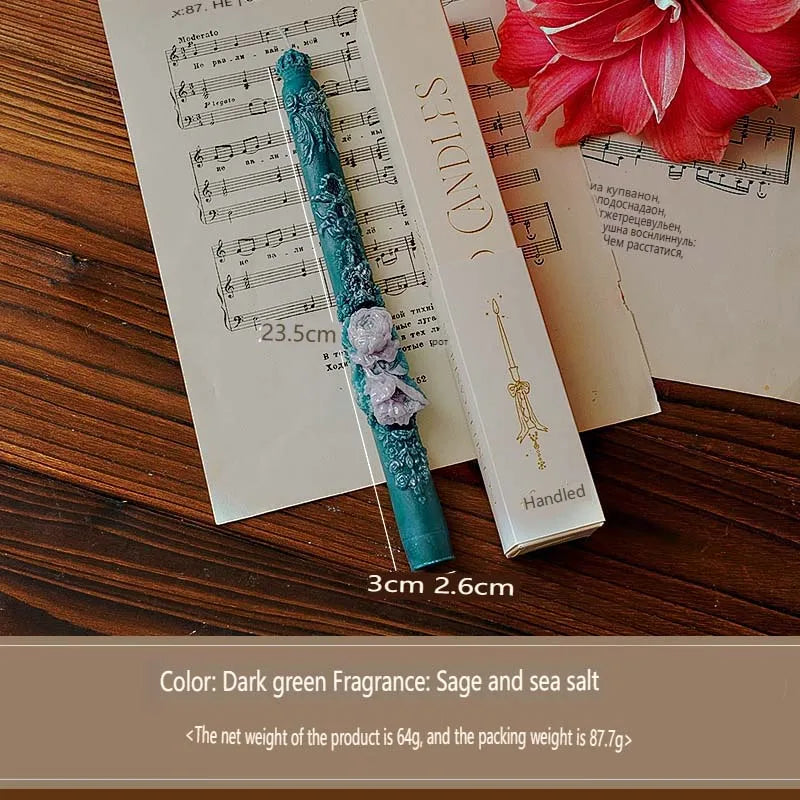Embossed Long Taper Candle – Handcrafted Decorative Elegance