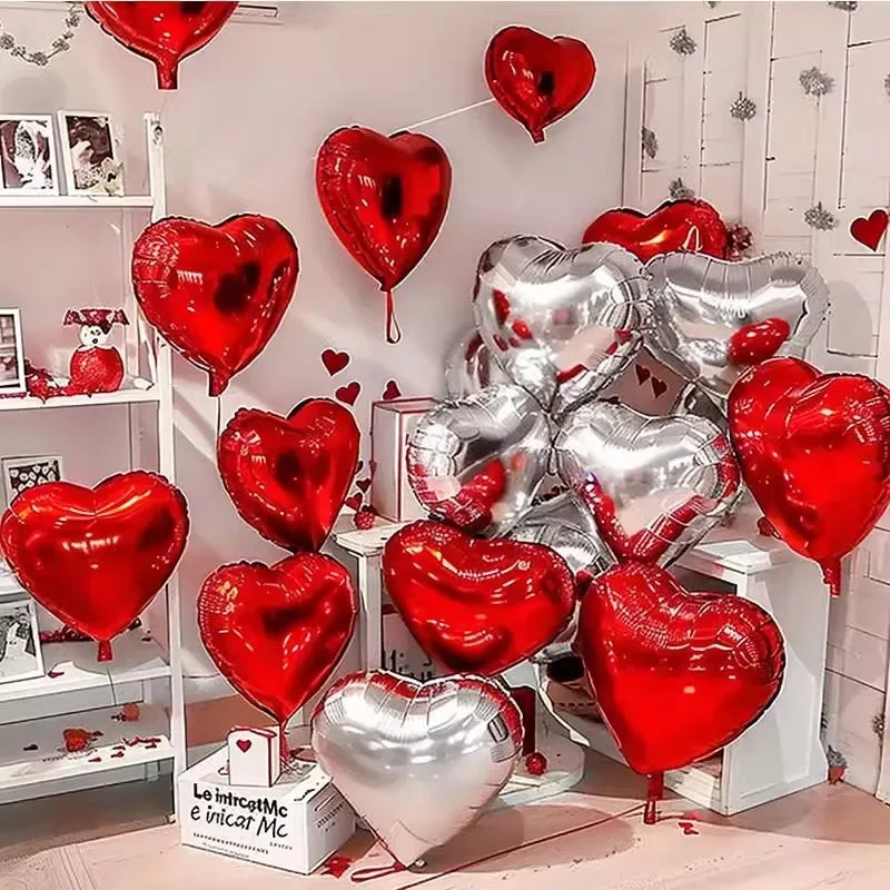 60-5PCS Red Heart Foil Balloons Inflatable Helium Balloon DIY Birthday Party Ornaments For Valentine's Day Wedding Party Gifts - candletown.net