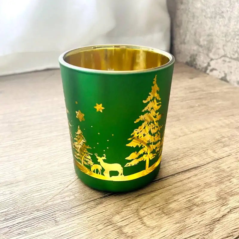 Christmas Glass Candle Holder – Red, Green & White