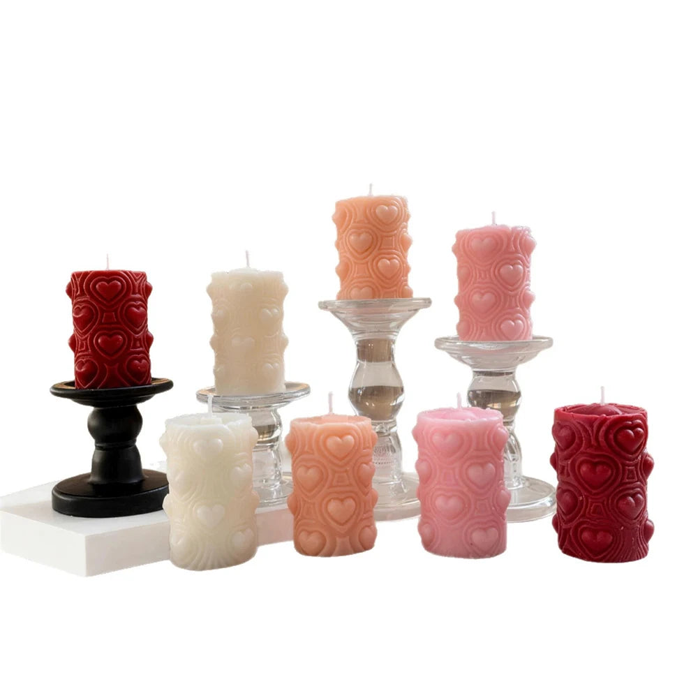 Heart Pattern Pillar Candle