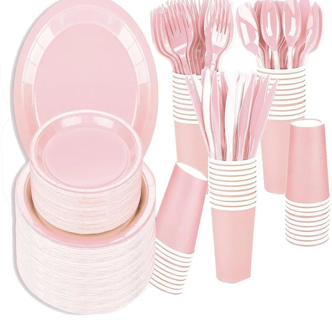 Light Pink Disposable Tableware Set