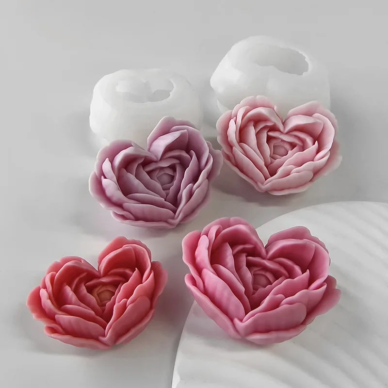 Heart Rose Silicone Mold for DIY Candle Making