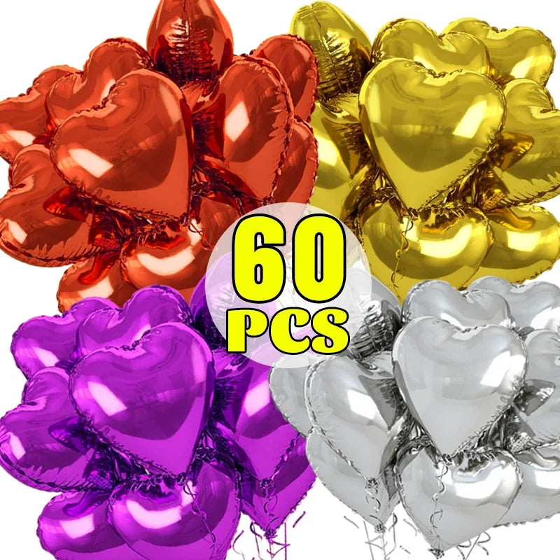 60-5PCS Red Heart Foil Balloons Inflatable Helium Balloon DIY Birthday Party Ornaments For Valentine's Day Wedding Party Gifts - candletown.net