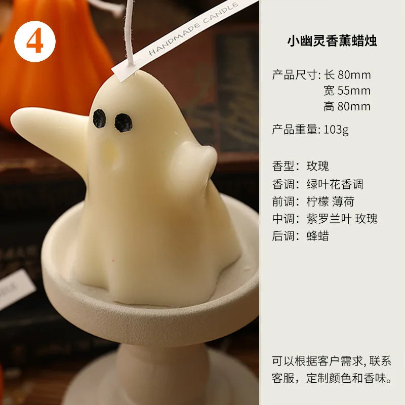 6-Piece Halloween Ghost Candle Set – Soy & Beeswax Aromatherapy