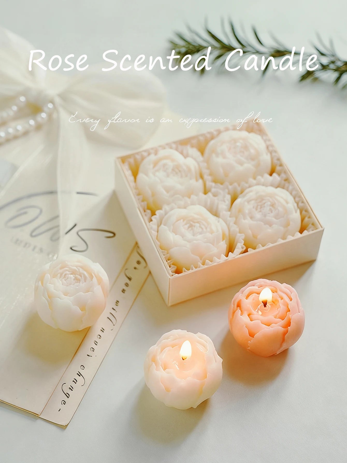 Rose Flower Shaped Soy Wax Candles – Set of 4 - candletown.net