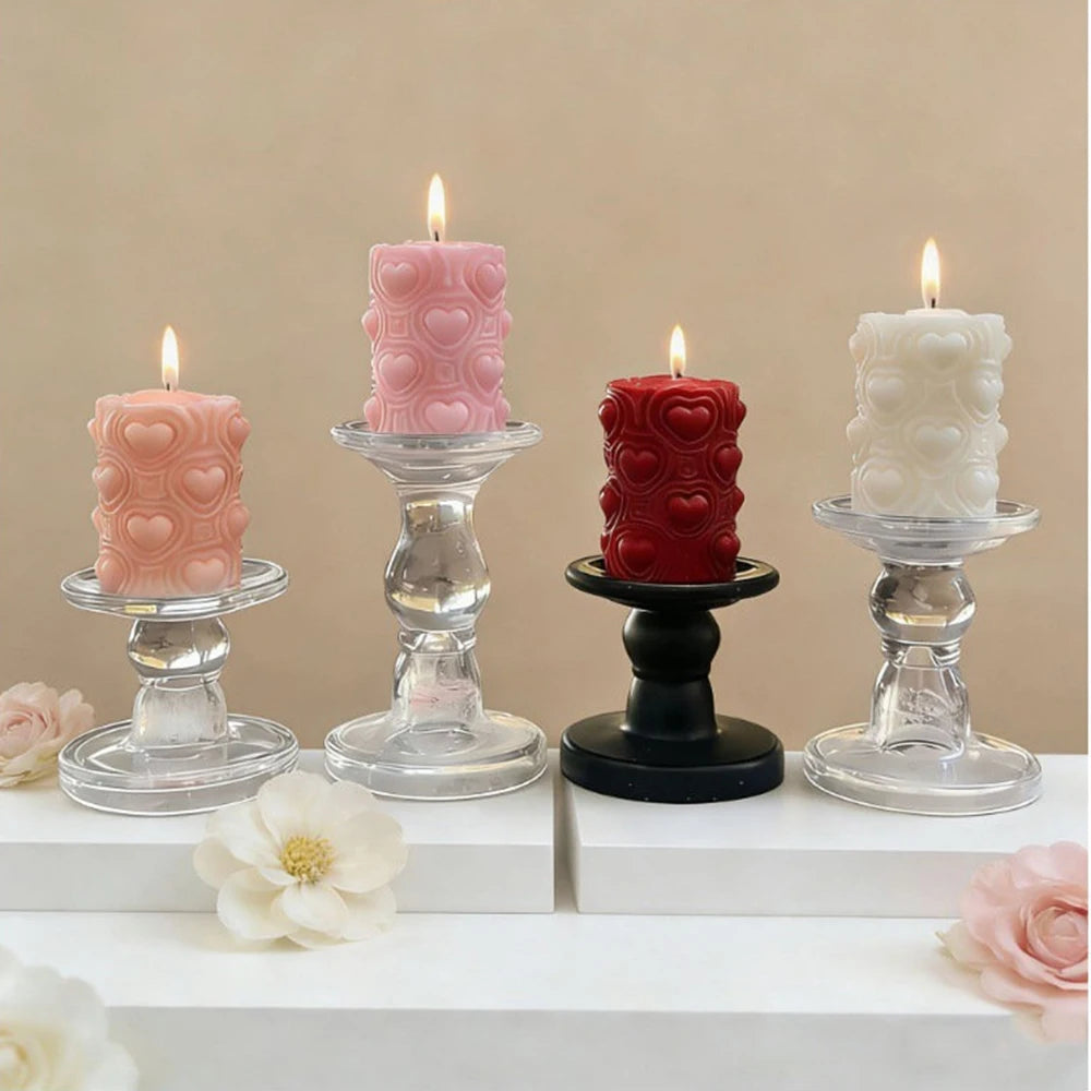 Heart Pattern Pillar Candle