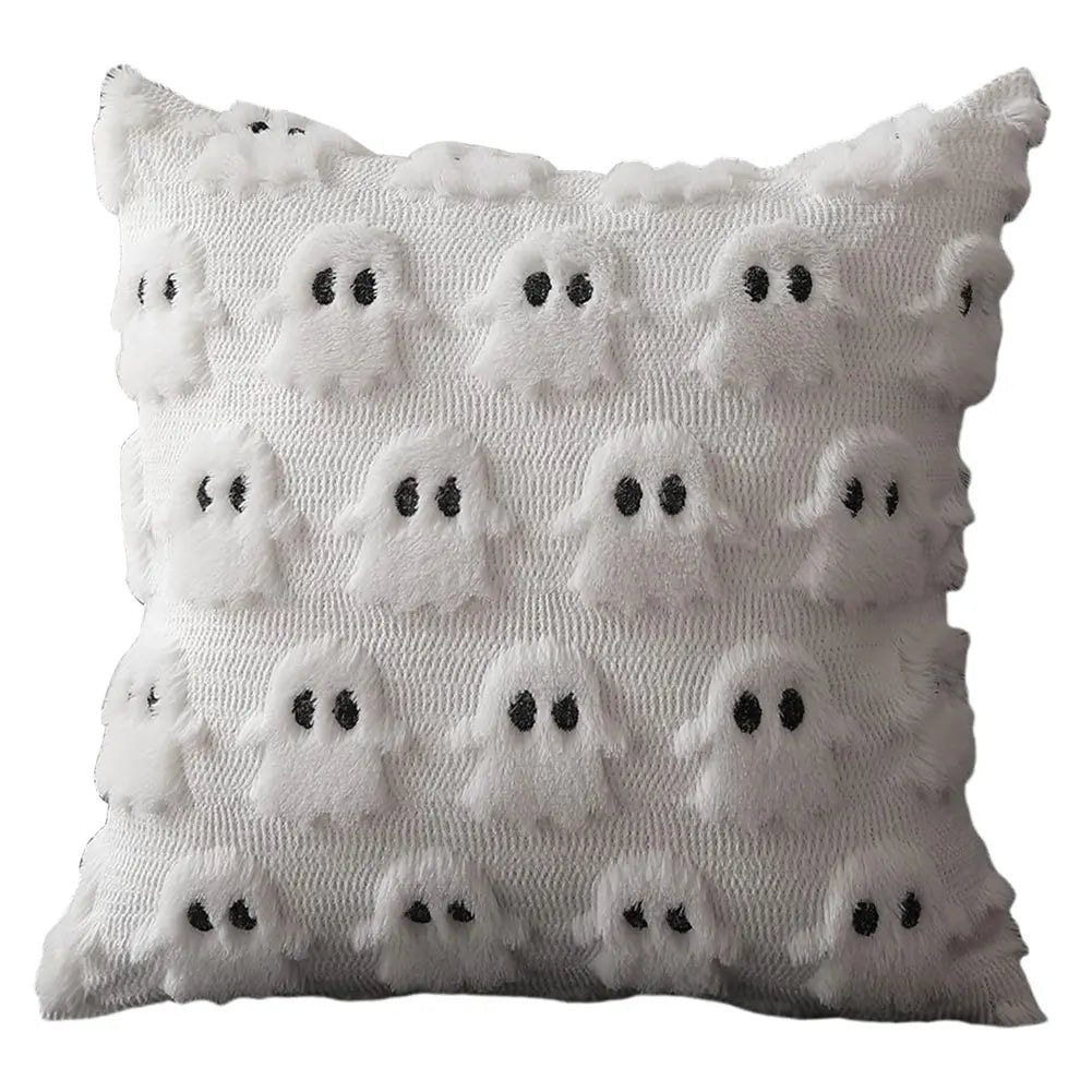 Halloween Pumpkin Pillow Cover – Embroidered Faux Wool Cushion Cover 45 × 45 cm