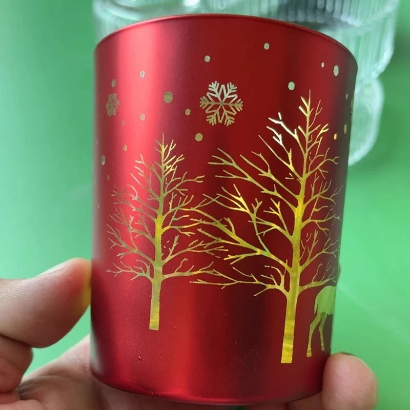 Christmas Glass Candle Holder – Red, Green & White