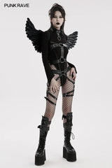 Punk Feather Wing Harness with Chains – Halloween & Party Accessory