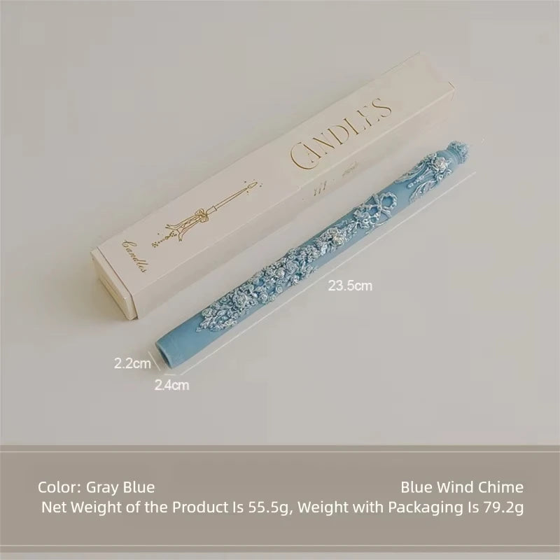 Embossed Long Taper Candle – Handcrafted Decorative Elegance