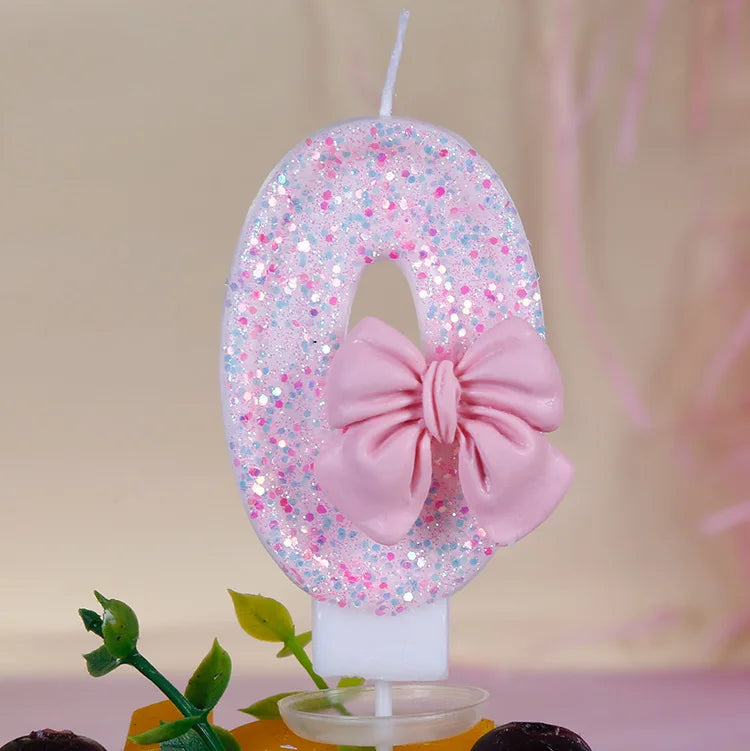 Pink Bow Number Candle – Elegant Cake Topper for Birthdays & Celebrations - candletown.net