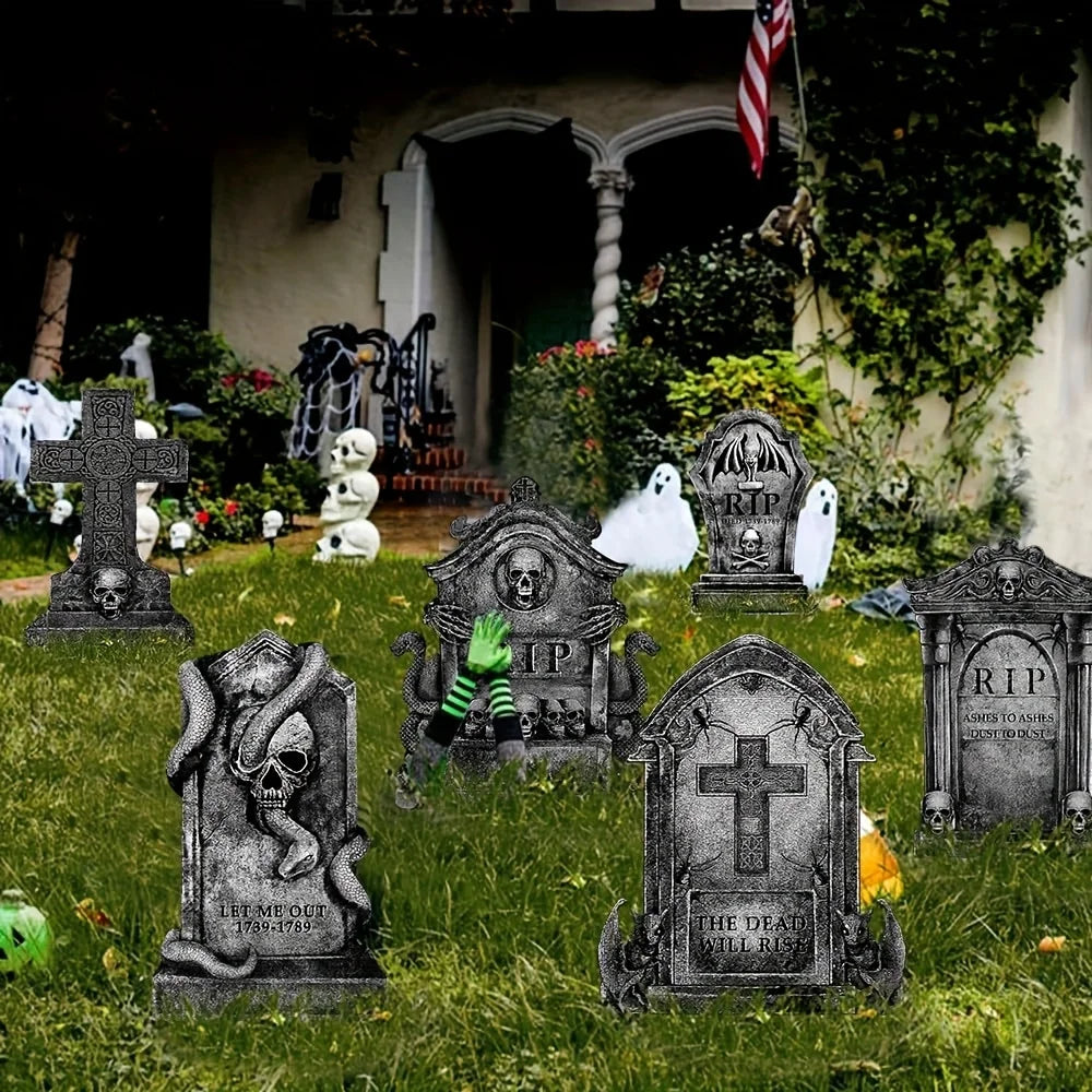 Halloween Outdoor Graveyard Tombstones – Realistic Skeleton Yard Decorations - candletown.net