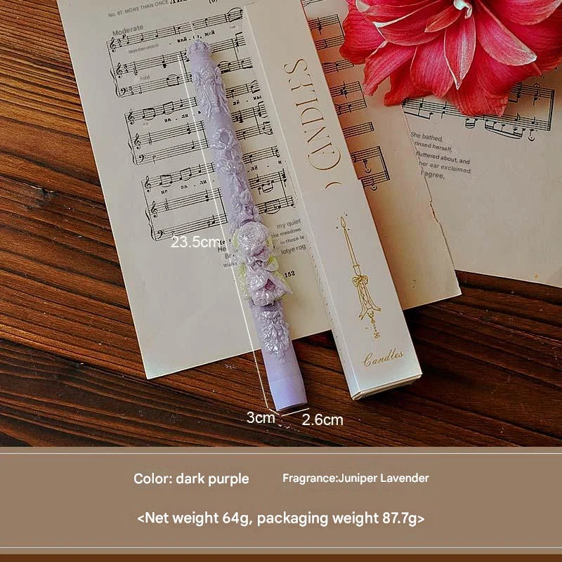 Embossed Long Taper Candle – Handcrafted Decorative Elegance
