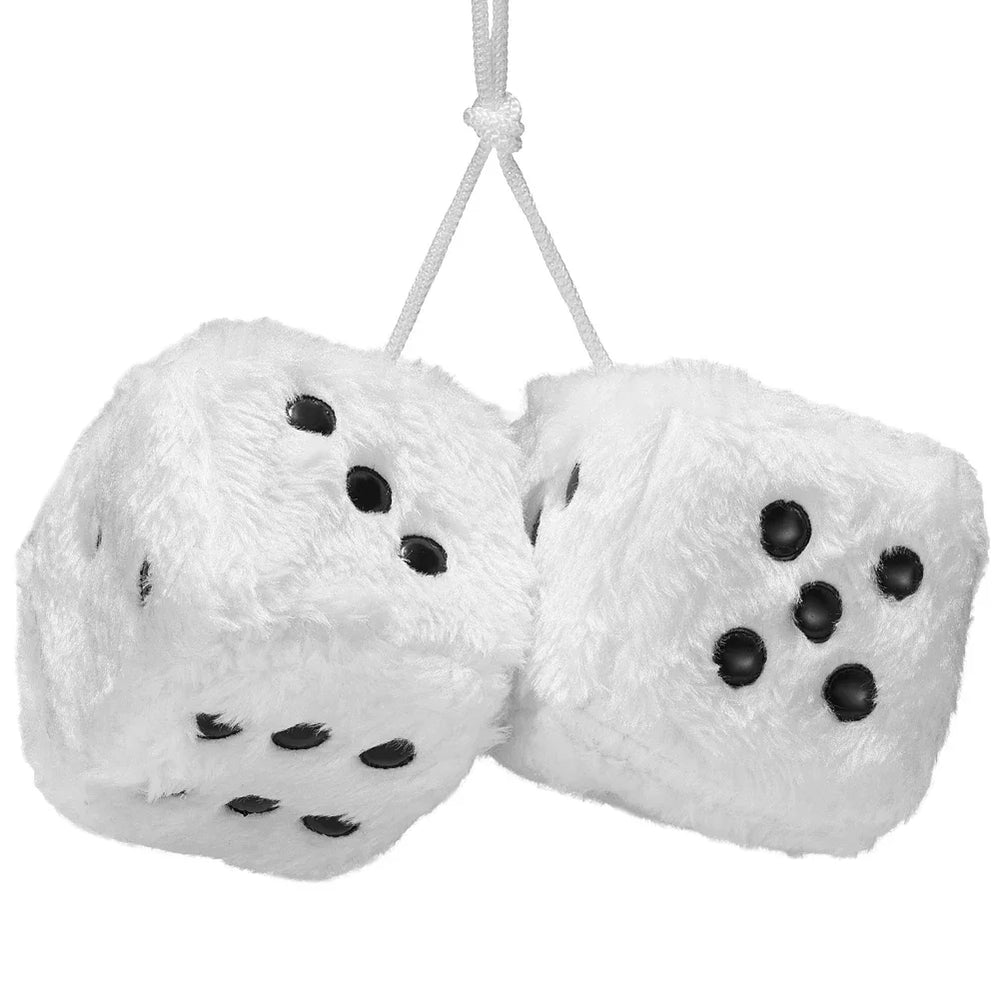 Retro 90s Fuzzy Dice – Plush Hanging Car Mirror Dice - candletown.net